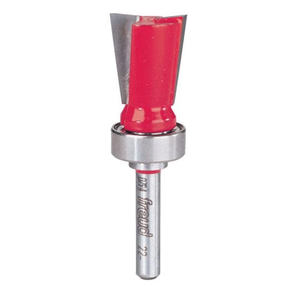 22-508 Dovetail Router Bit with Top Bearing 1/4" SH 9/16" D 14 Degrees alt 0