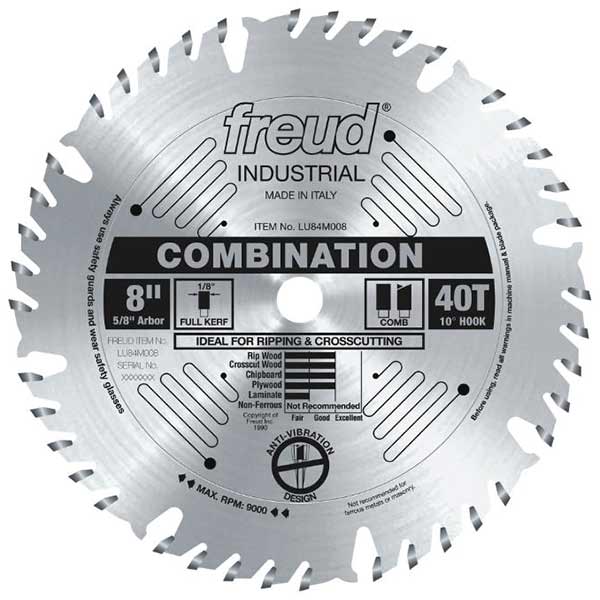 8" Full Kerf Combination Blade alt 0
