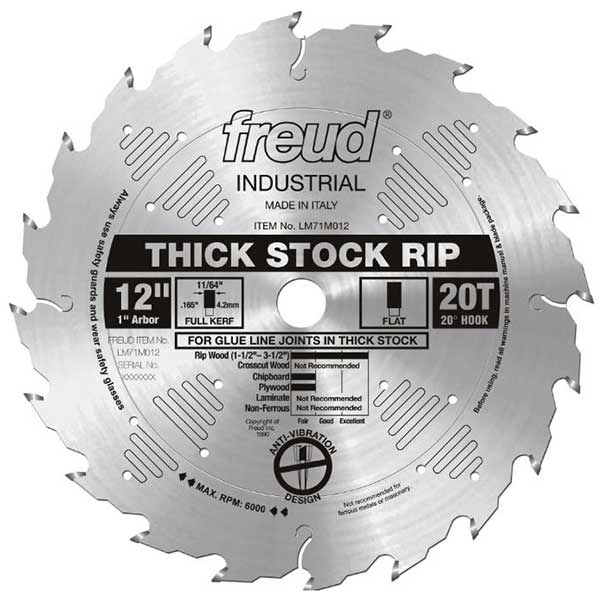 12" Full Kerf Thick Stock Rip Blade alt 0