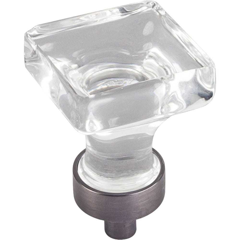 Harlow Small Square Glass Knob 1" O.L., Brushed Pewter alt 0