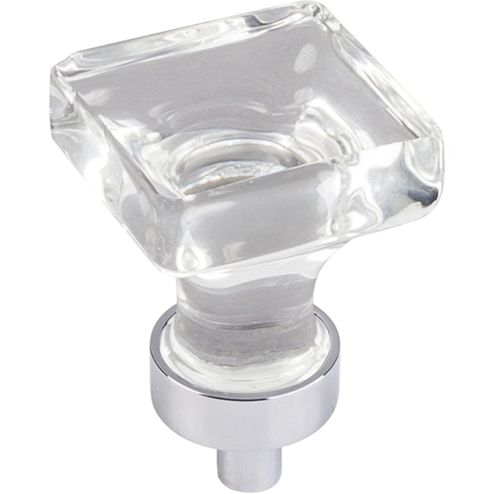 Harlow Small Square Glass Knob 1" O.L.,  Polished Chrome alt 0