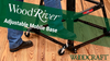 WoodRiver adjustable mobile base with caster wheels supporting a woodworking tool stand on hardwood floor