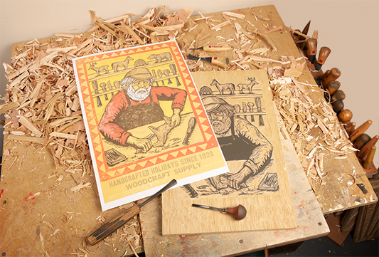JustAJar Design Press Carves Woodcraft Holiday Catalog Cover