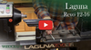 Woodworker adjusting tool rest on Laguna Revo 12|16 wood lathe in workshop setting