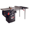 SawStop professional table saw with safety blade guard and fence system in workshop setting