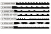 Chart showing scroll saw blade sizes for various woodworking projects