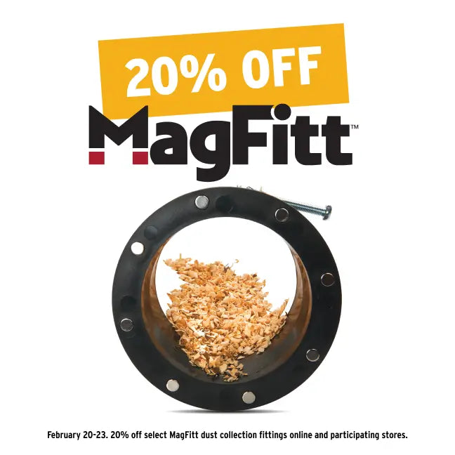 MagFitt dust collection fitting with 20% off label on a white background