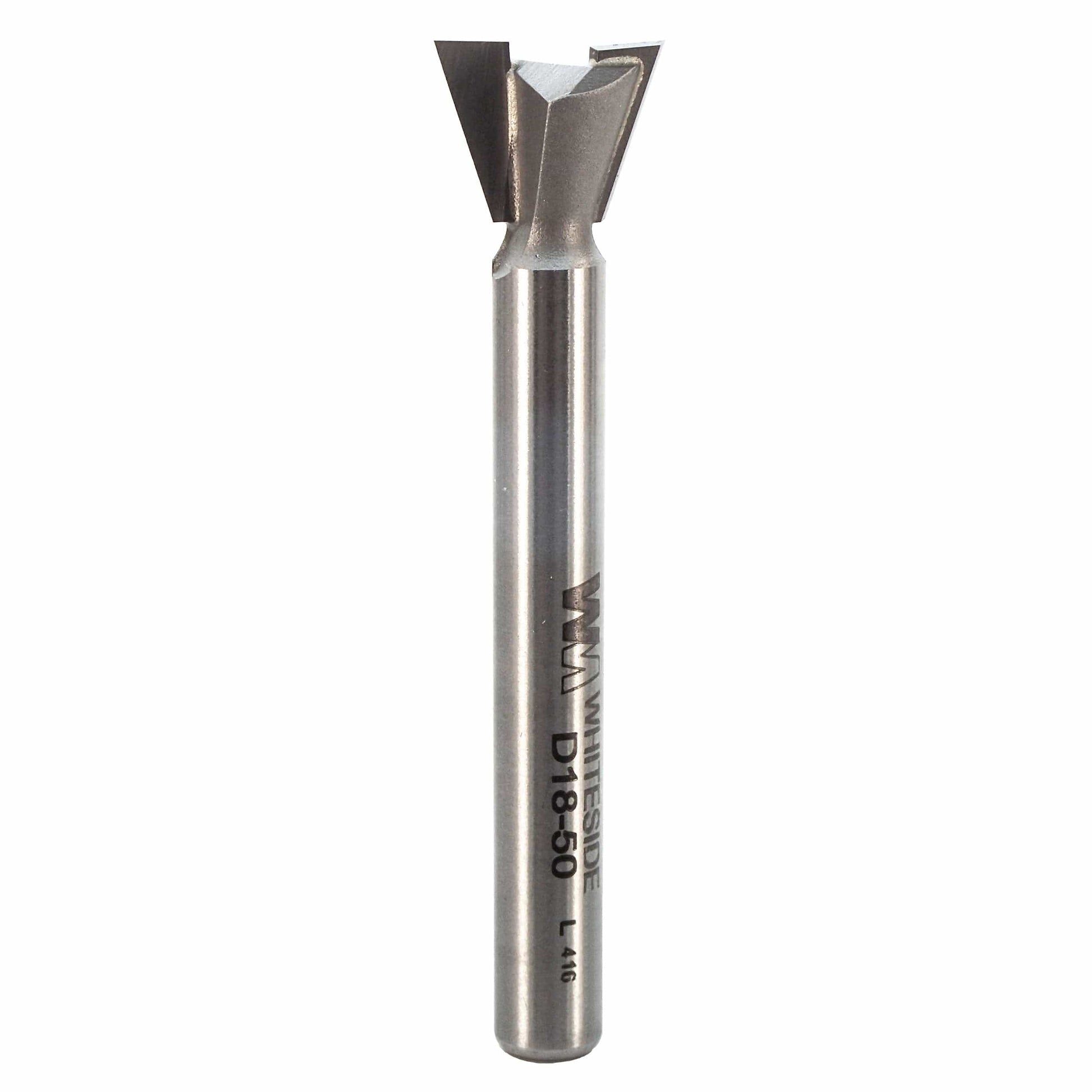 D18-50 Dovetail Router Bit 18 Degree 1/4" SH 1/2" D x 3/8" C x 2-1/4" OL alt 0
