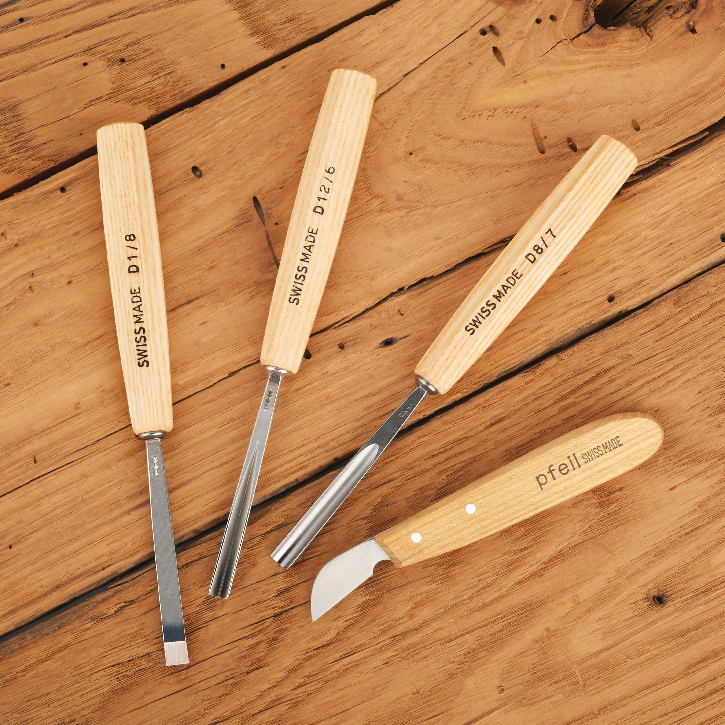 pfeil Swiss made Carving Tool Starter Set Intermediate Size Set 4 piece ...