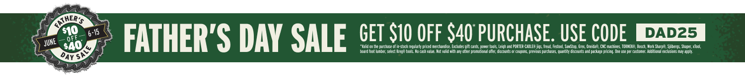 Father's Day Sale. Get $10 of $40+ purchase. Code: DAD25. Exclusions apply.