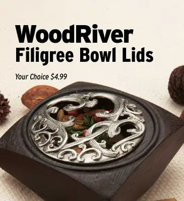WoodRiver Filigree Bowl Lid with decorative design on a beige background