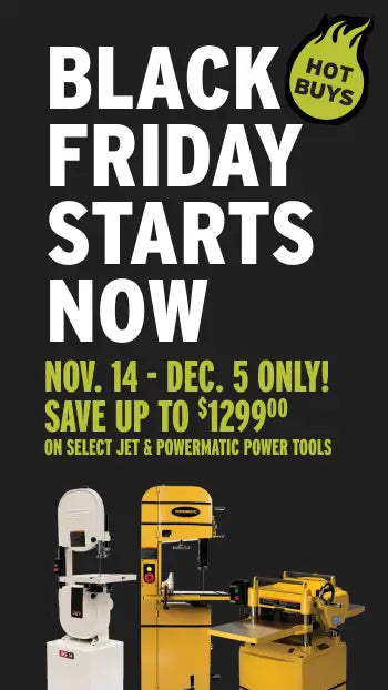 Black Friday promotion poster with power tools and text on a black background