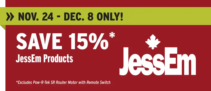 Red promotional banner for JessEm products with a 15% discount offer.