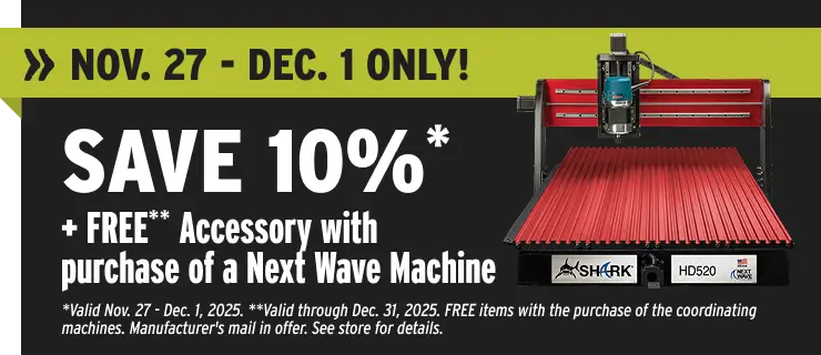 Advertisement for a sale on a machine with a free accessory, valid from Nov. 27 to Dec. 1, 2025.