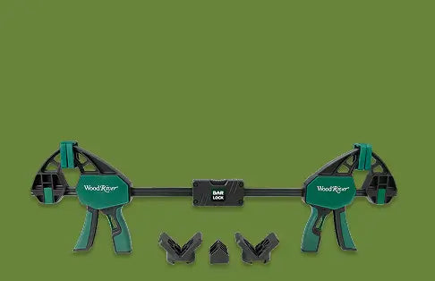 WoodRiver clamp set on a green background