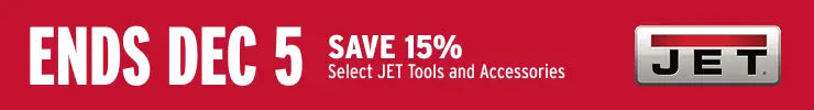 Promotional banner for JET tools with a red background and white text.