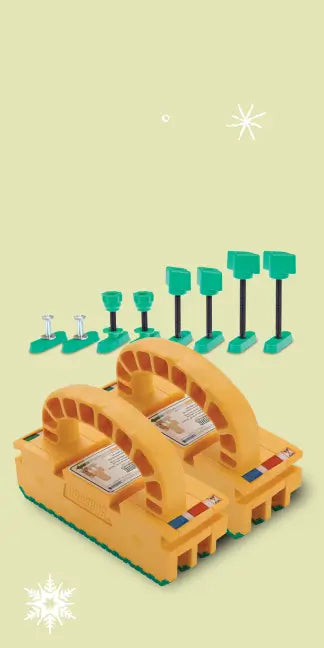 Toy voting machine with green ballots on a light green background