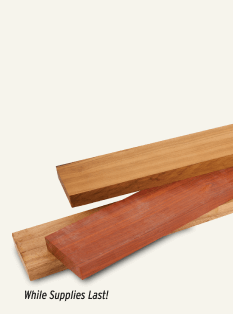 Two wooden planks on a light beige background with text 'While Supplies Last!'.