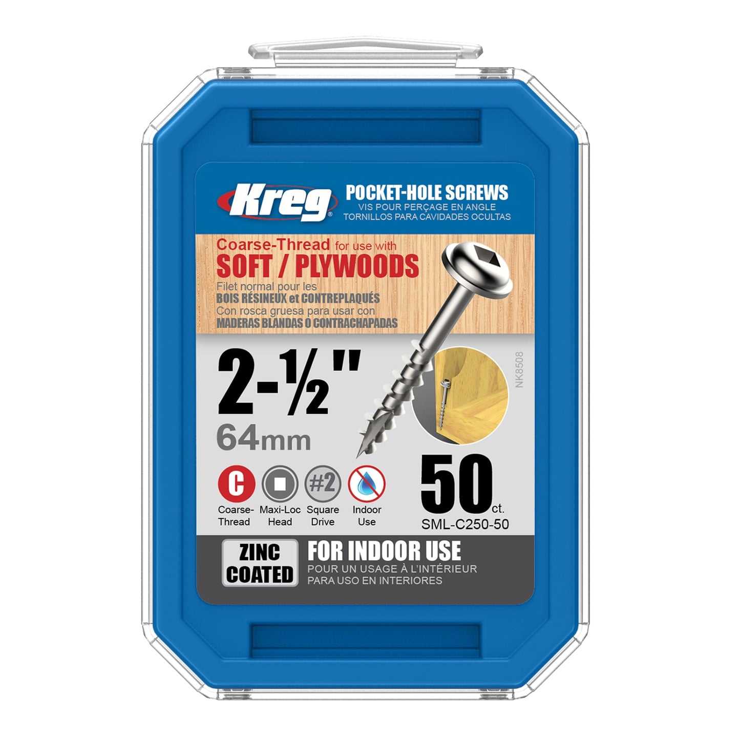 KREG#8X2-1/2"CS WH SCREWS (50) alt 2