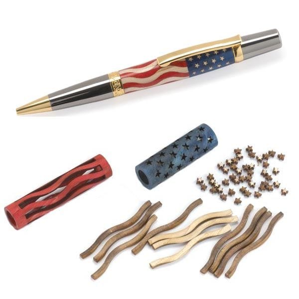 Woodcraft Pen Inlay Kit Stars and Stripes Flag for Wall Street & Princeton Pen Kits