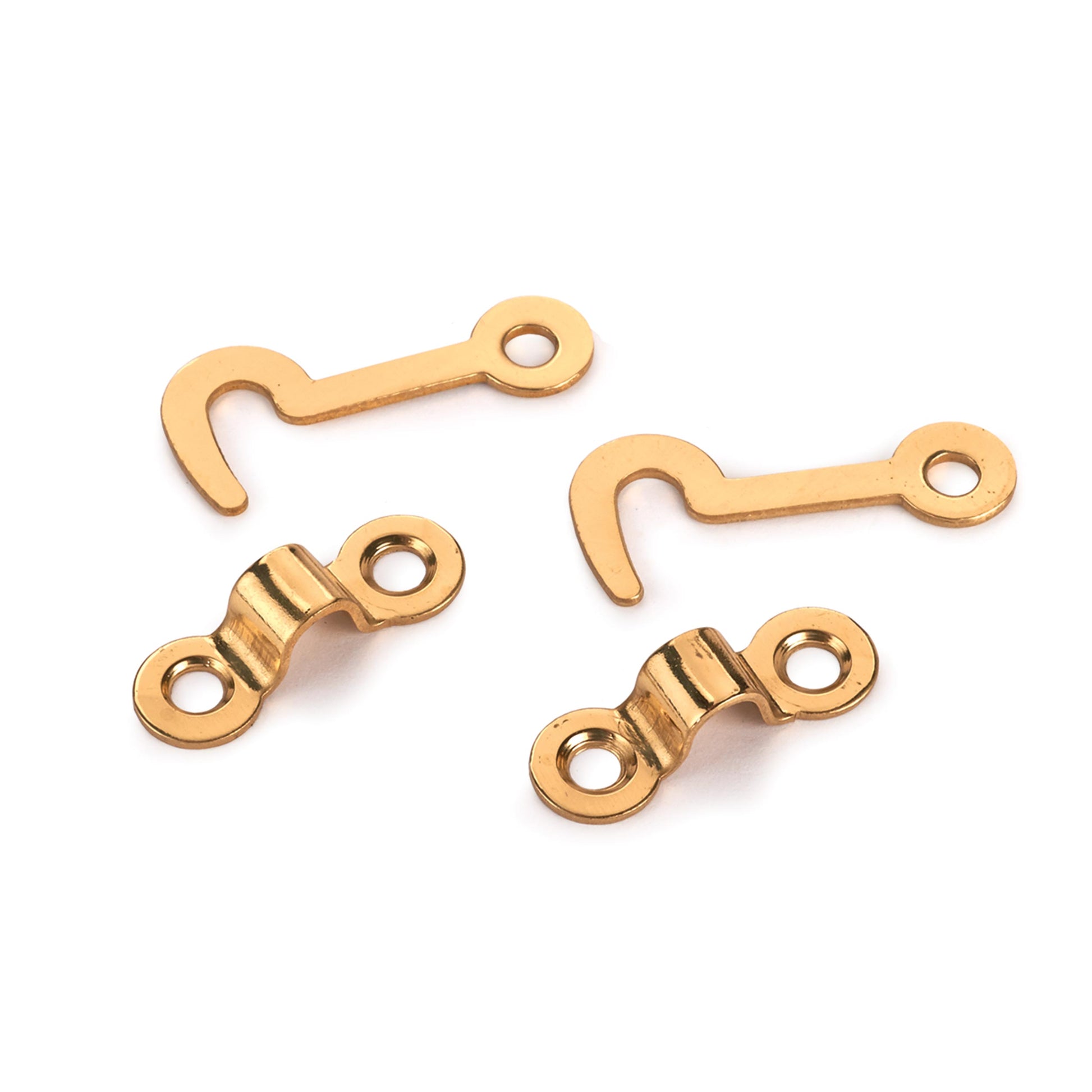 National Solid Brass Miniature Hook and Staples Latch Hinge with Fasteners  - 2 Pack