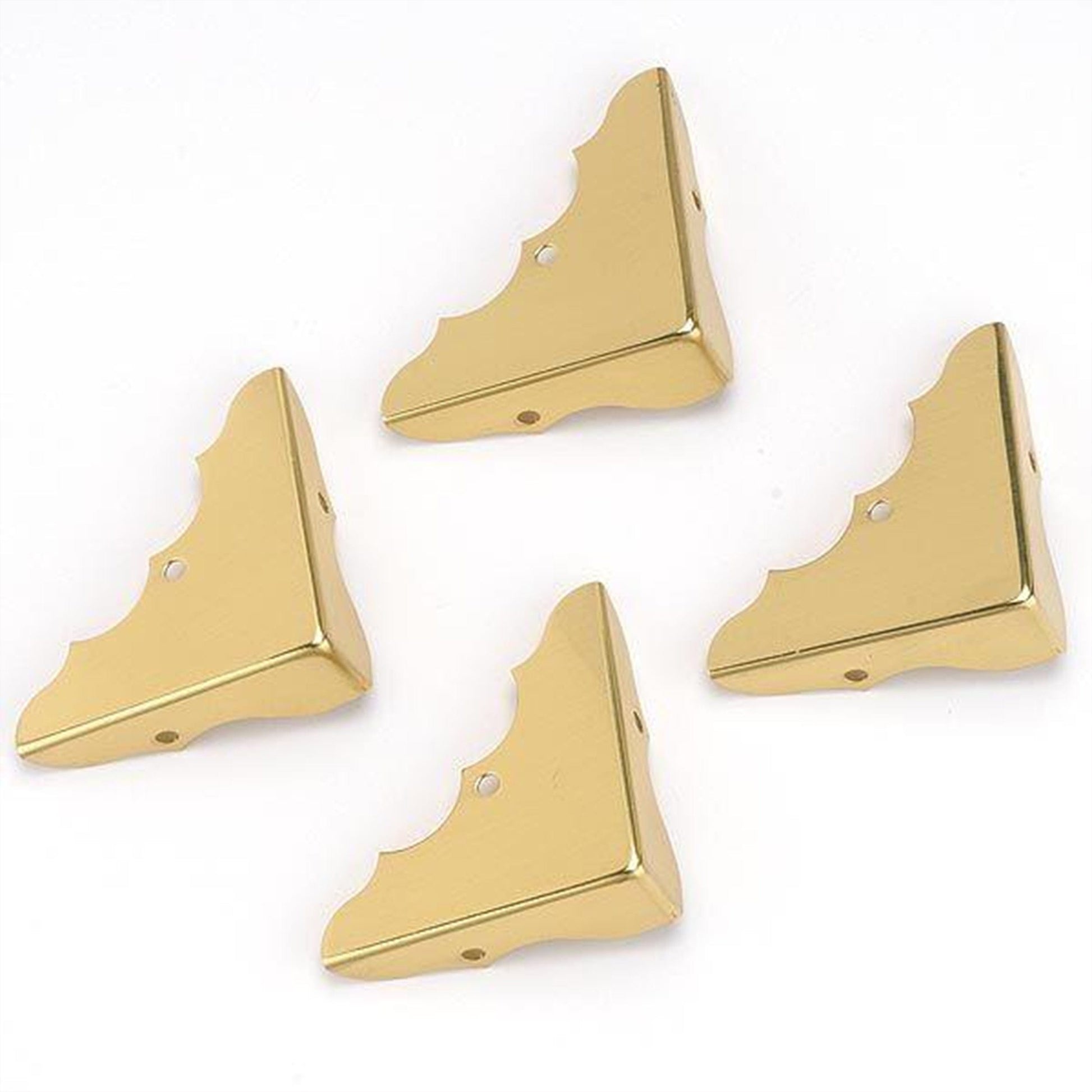Solid Brass Miniature Decorative Corners with Screws - 5/8" x 1-3/4" - 4 Pack alt 0