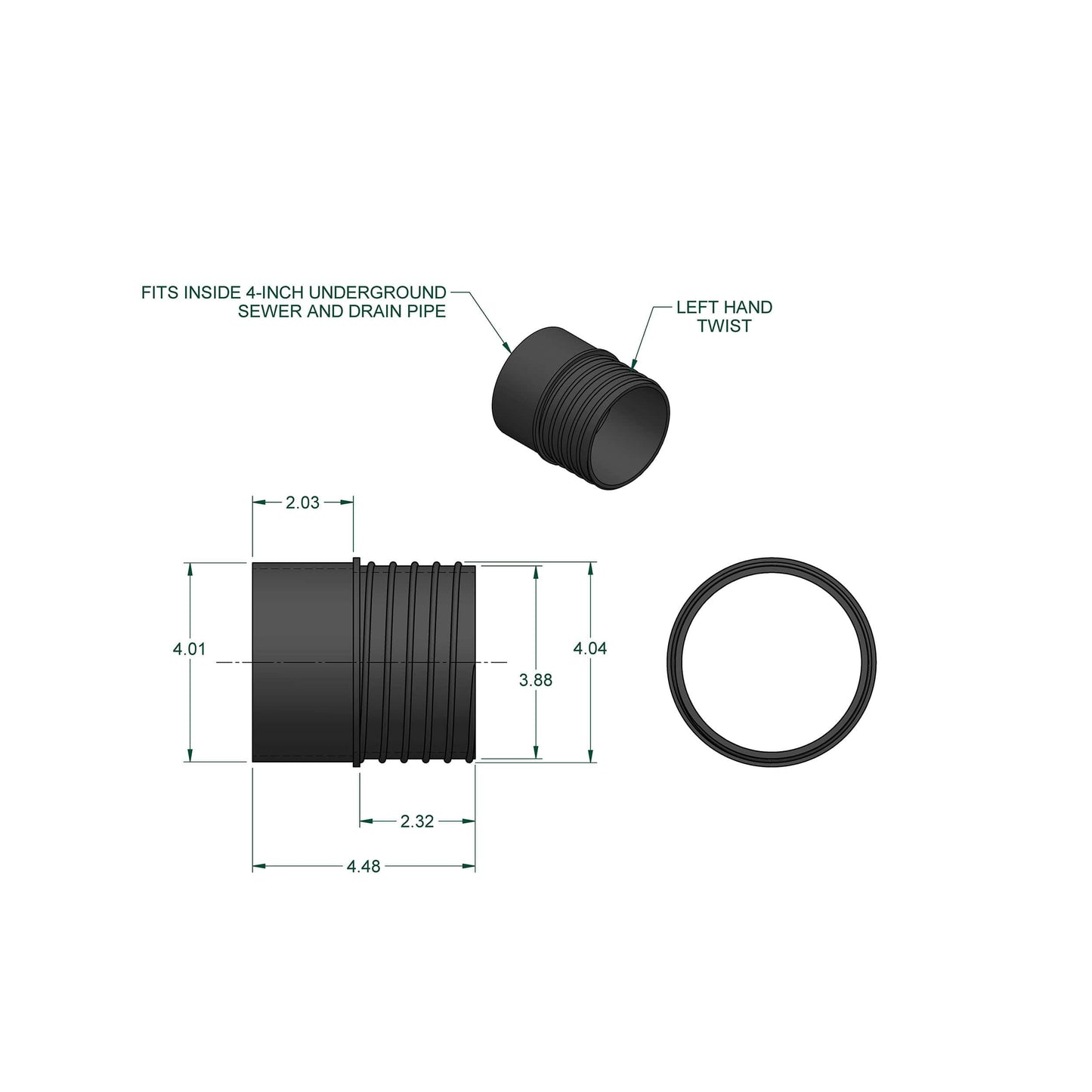 4" PVC Sewer & Drain Pipe to 4" Dust Collection Hose Adapter alt 0