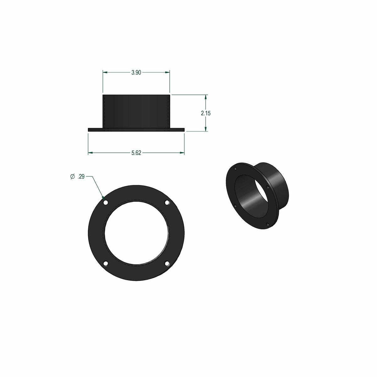 Dust Collection Inlets WoodRiver Dust Connection Flanged Inlet Fitting 4