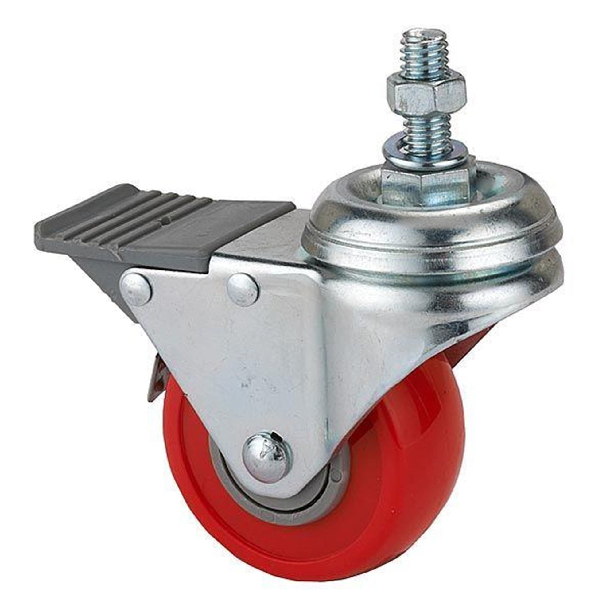 2-1/2" HD Caster - Double Locking - Swiveling - 3/8" Threaded Spindle alt 5