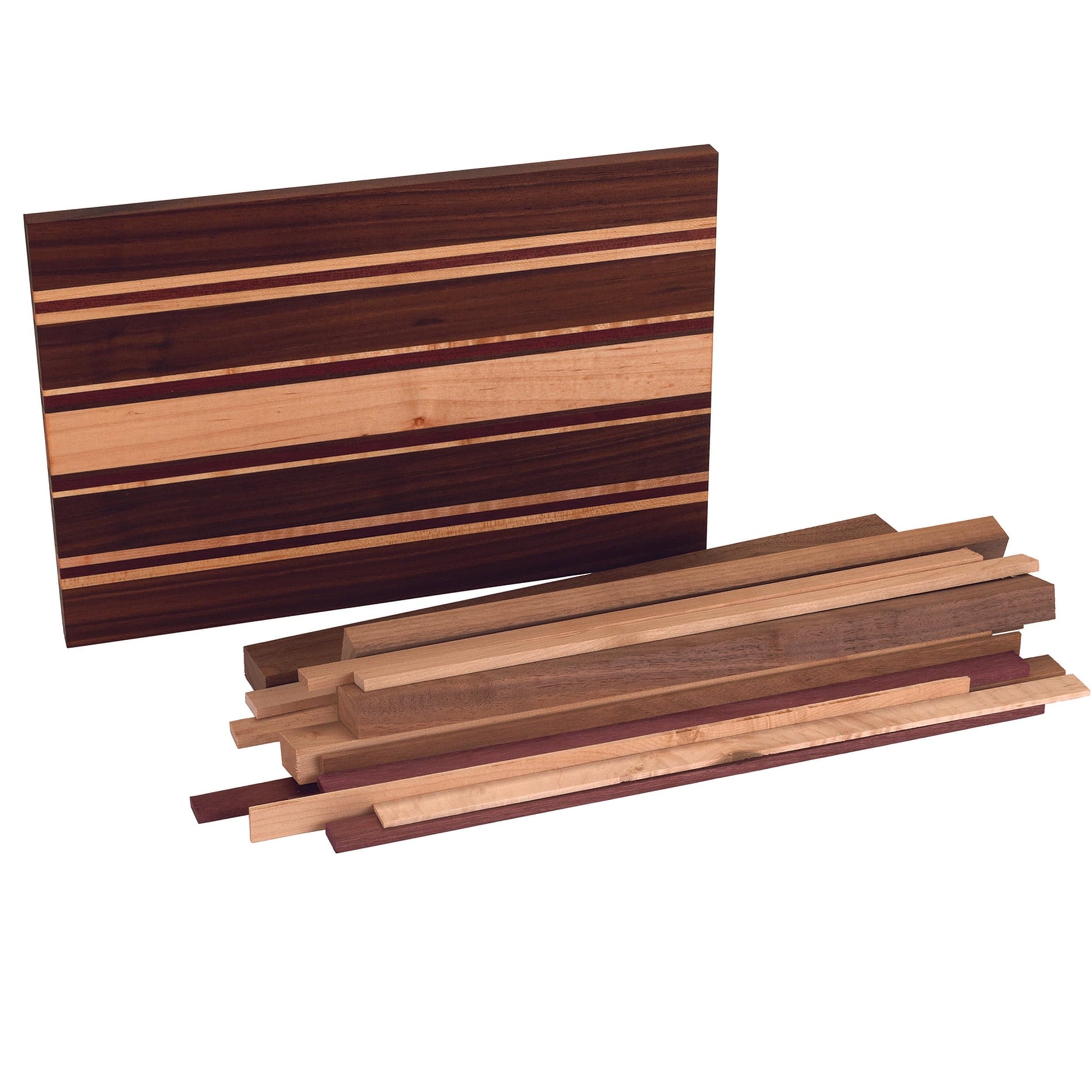 Hashery Cutting Board Kit - 3/4" x 10-1/2" x 16" - Maple, Walnut & Purpleheart alt 0