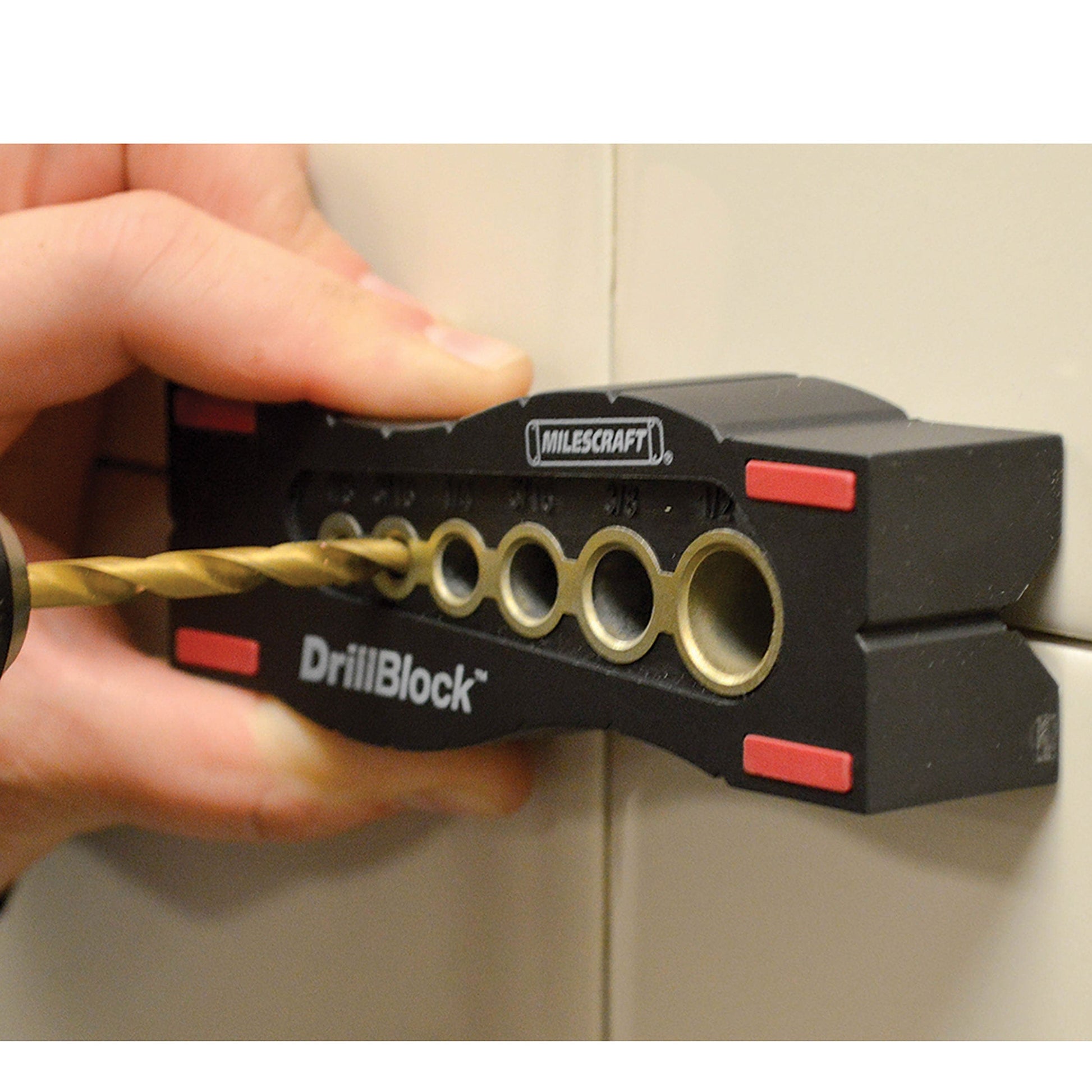 thumbnail image 2 of Hole Drill Bit Milescraft Drill Block Plus Handheld Drilling Guide W/9 Bushing Sizes For Flat Edge Or Round Stock Doweling Jig 2 of 12