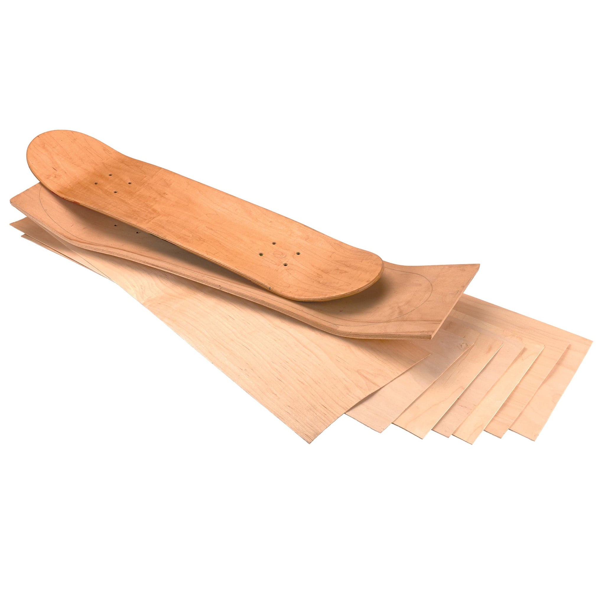 Woodcraft Rock Hard Maple Skatebaord Veneers, Longboard Style