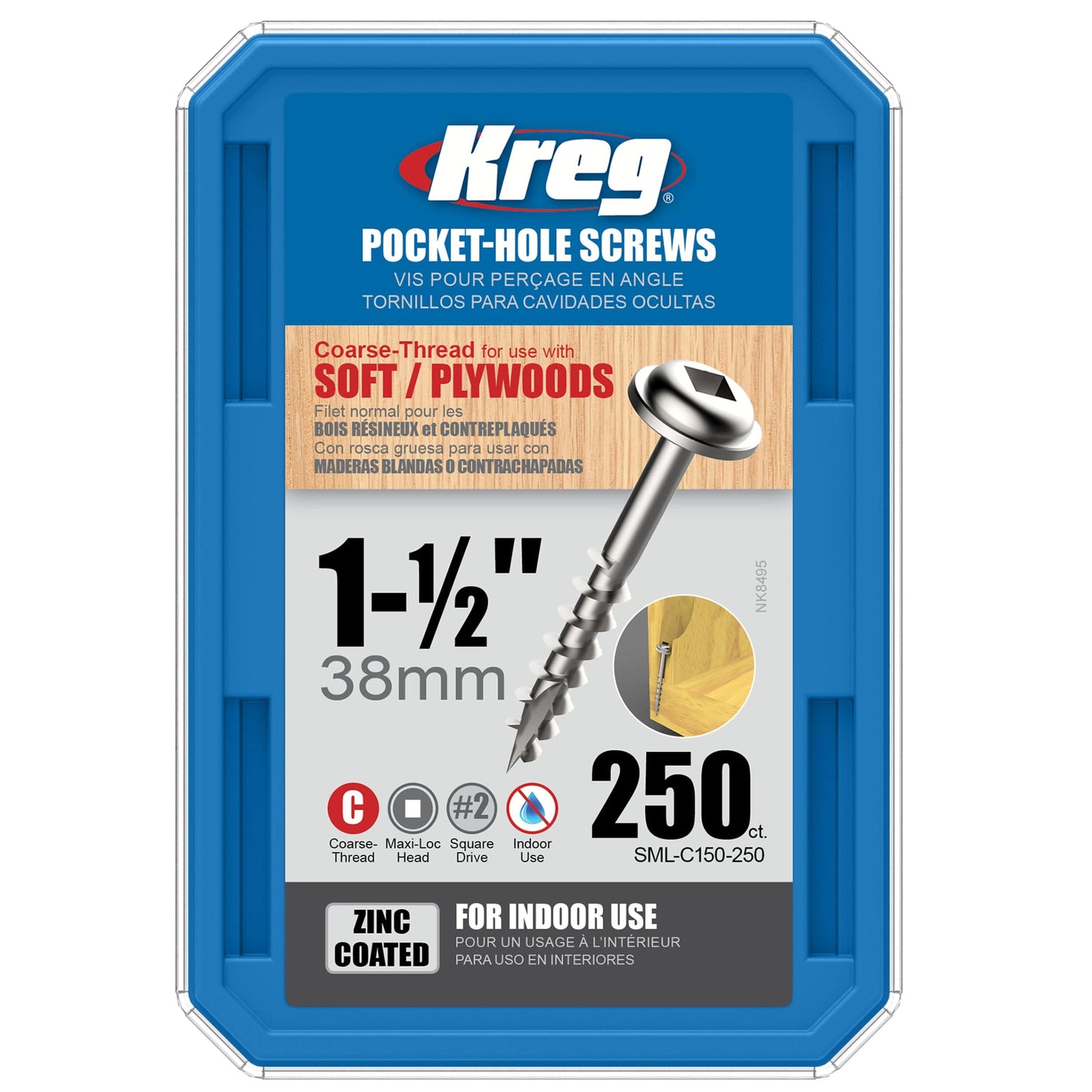250ct 8 x 1-1/2 Crs WH Screw alt 2