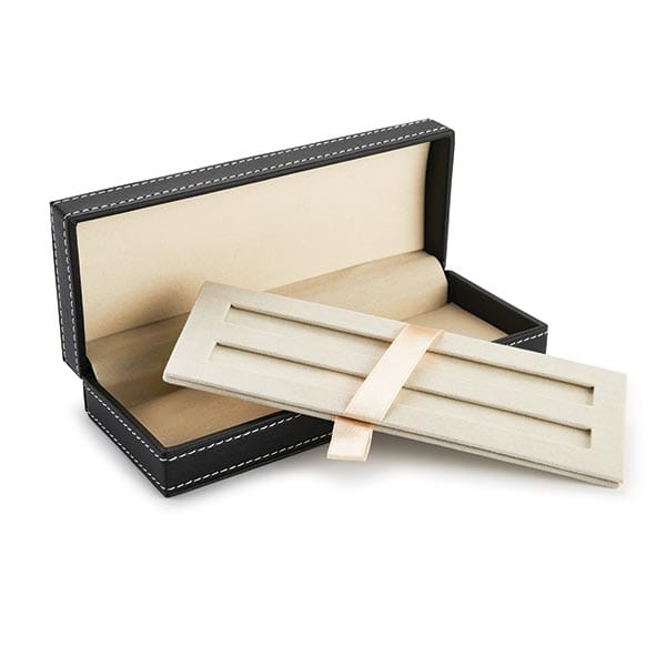 Black Faux Leather Pen Case w/Dual Sided Insert alt 0
