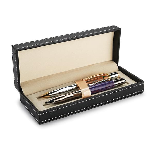 Black Faux Leather Pen Case w/Dual Sided Insert alt 0