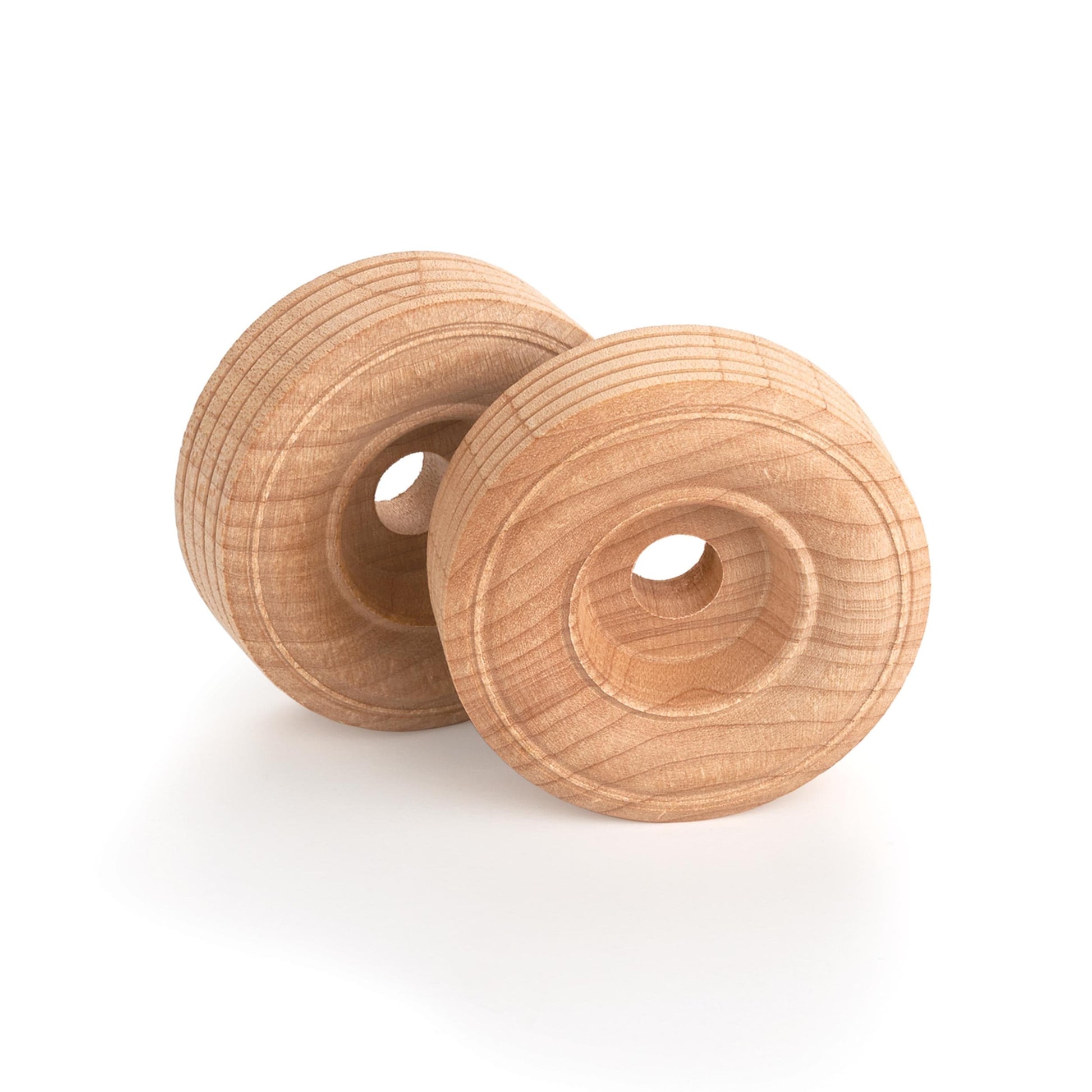 Wooden Single Truck Wheels - 2" Diameter x 3/4" Width - 3/8" Axle Hole - 2 Piece alt 0