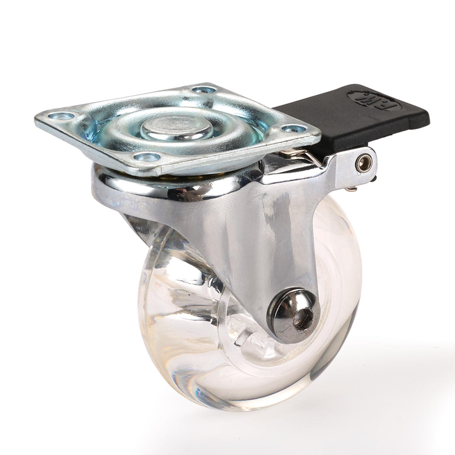 2" Skate Wheel Caster Locking with Rounded Translucent Wheel alt 0