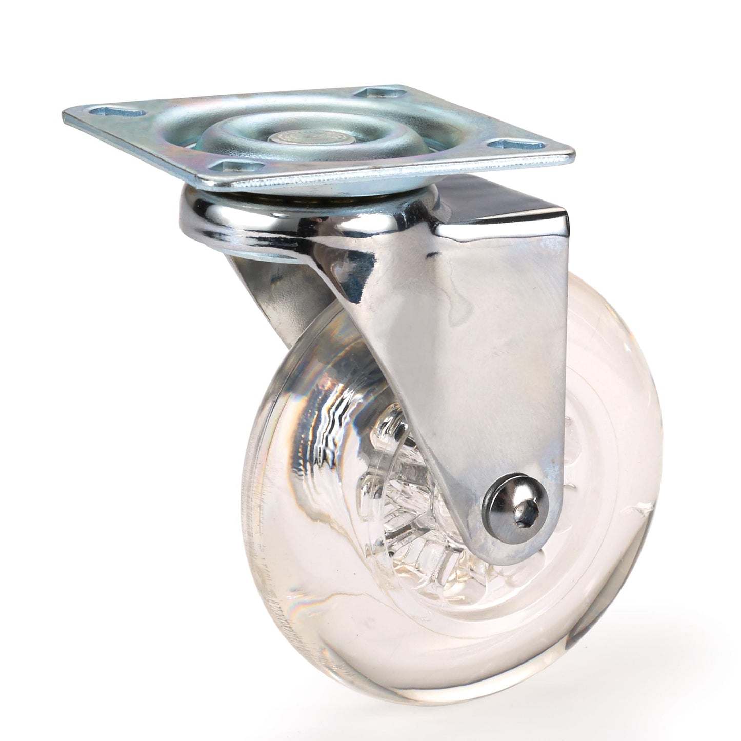 3" Skate Wheel Caster Non-Locking with Rounded Translucent Wheel alt 0