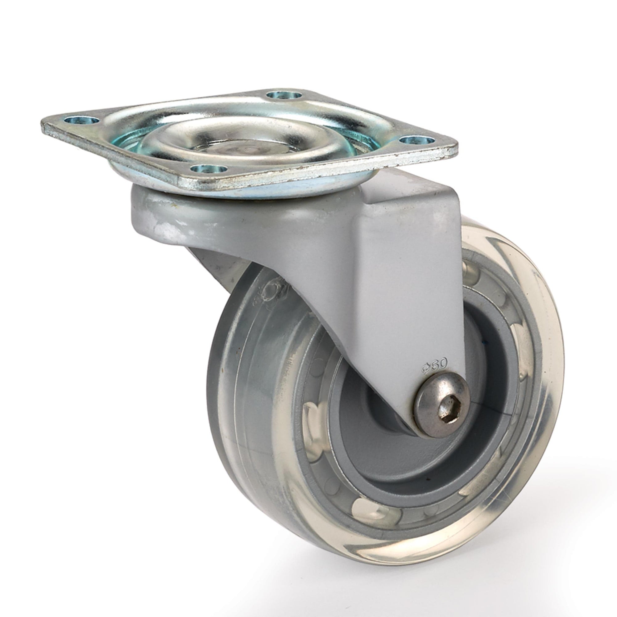 2-1/2" Skate Wheel Caster Non-Locking with Flat Translucent Wheel alt 5