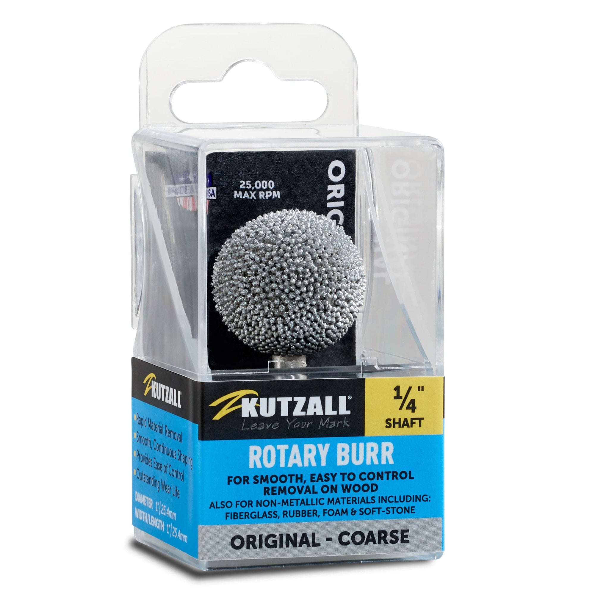 Original Sphere Burr, 1/4" Shaft, Coarse (1" x 1") alt 0