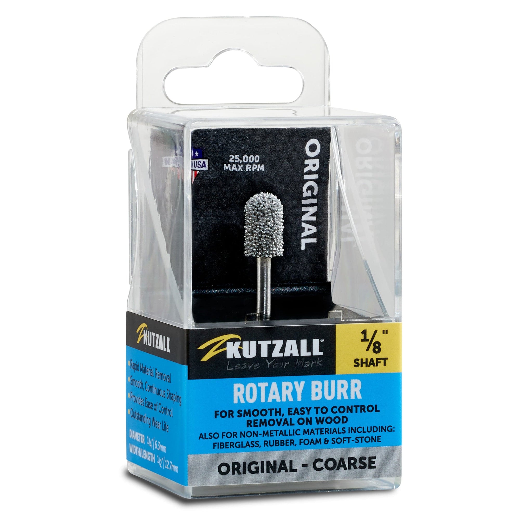 Original Ball Nose Burr, 1/8" Shaft, Coarse (1/4" x 1/2") alt 0