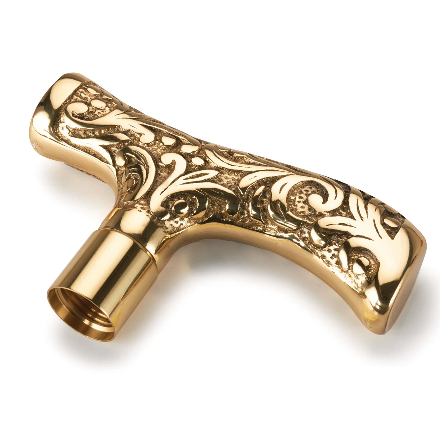 Large Filigree Style Cane Handle Brass alt 0