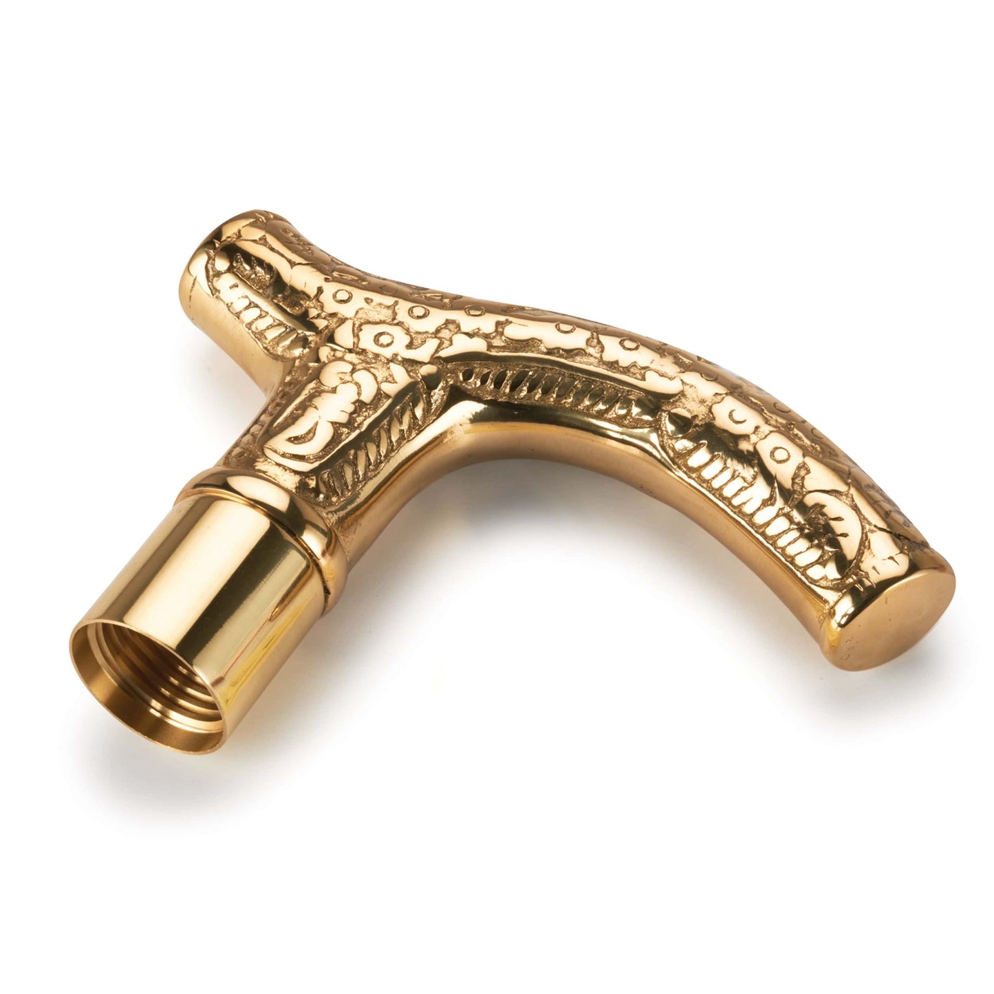 Small Filigree Style Cane Handle Brass alt 0
