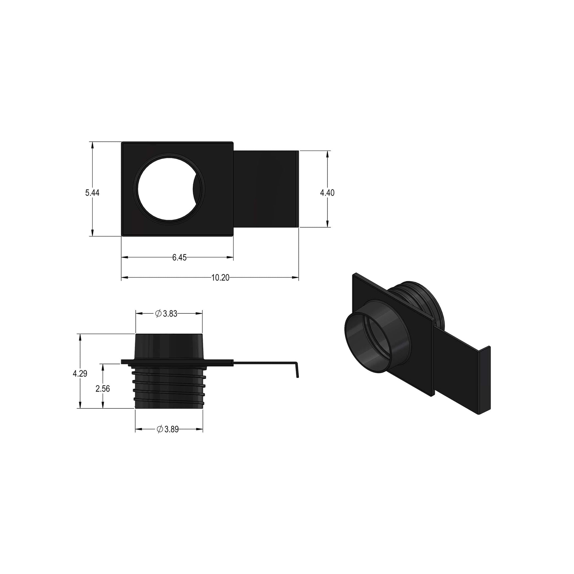 4" Tapered OD 4" Threaded Blast Gate alt 0