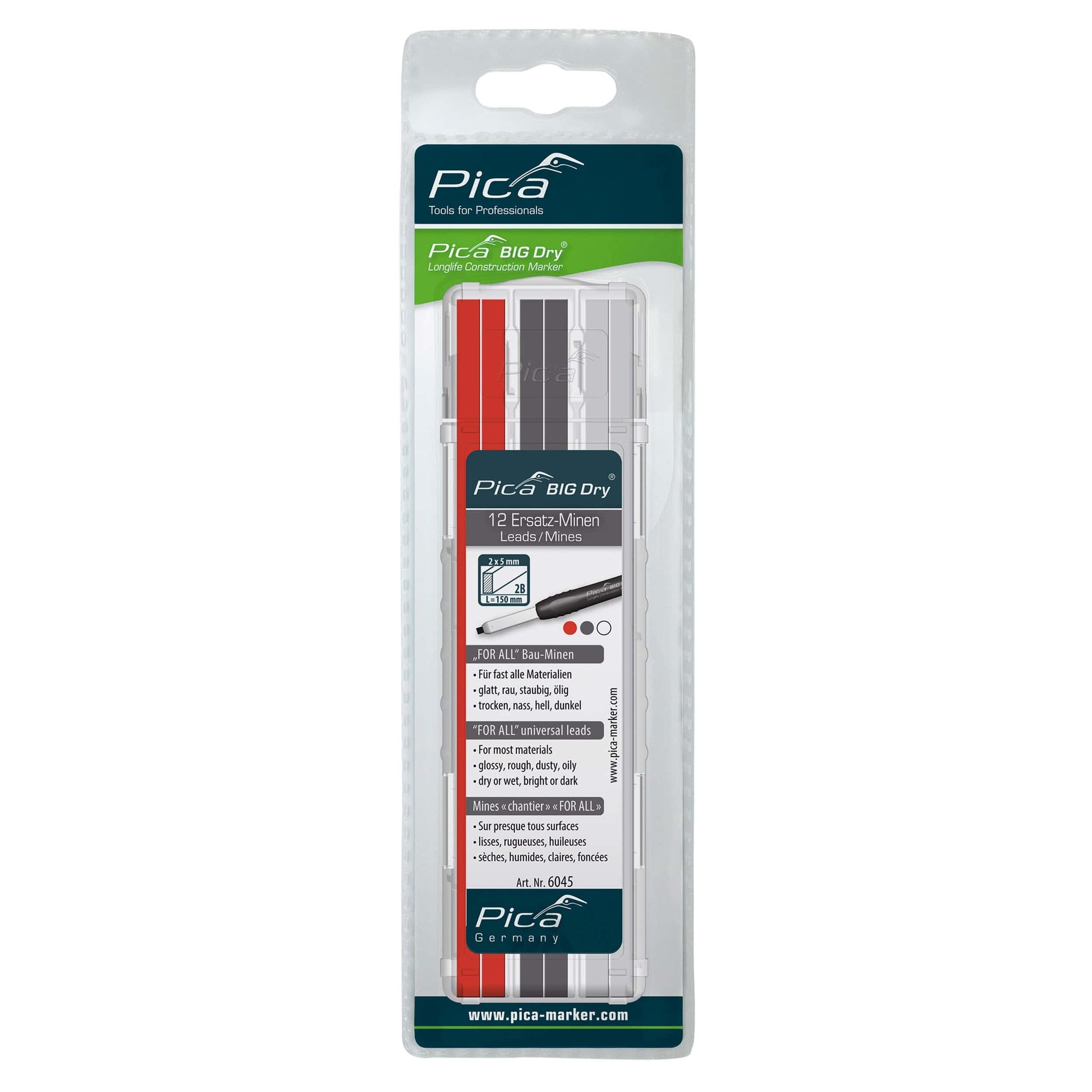 Pica 6045 Big Dry Red/White/ Graphite Refill alt 0