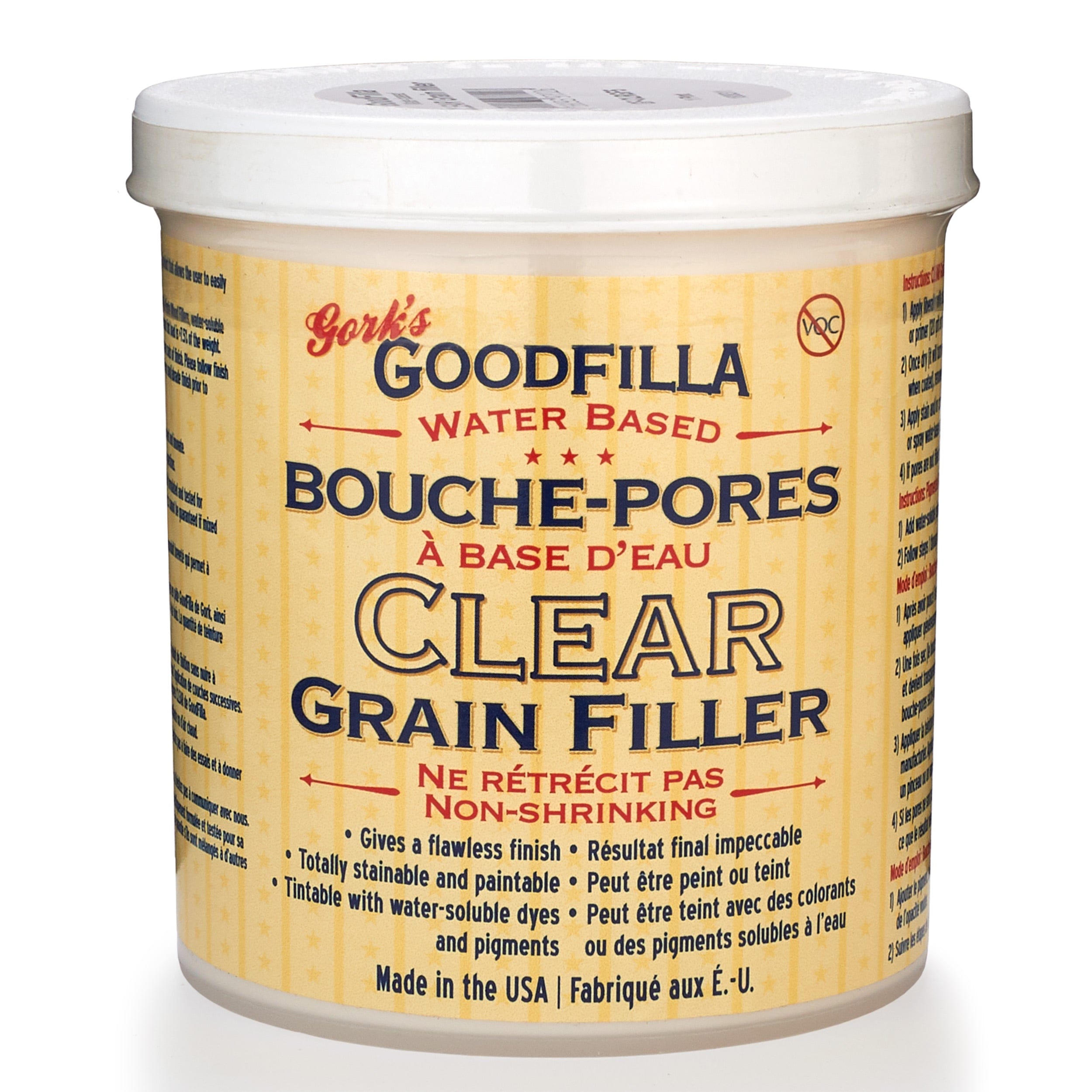 Goodfilla Clear Water Based Wood Grain Filler Pint Woodcraft