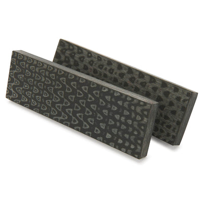 3D Micarta Knife Scales - 3/8" x 2" x 5" - Black and Gray Quail Feather - Pair alt 0