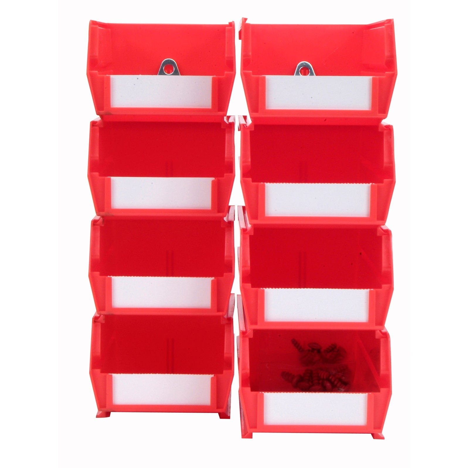 4pk each - Small & Medium Red Hanging Bin & BinClip Kits alt 0