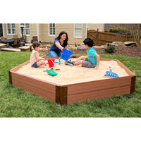 Classic Sienna 7' x  8' x 11 " Composite Hexagon Sandbox Kit with Collapsible Cover - 2" profile alt 0