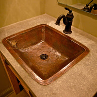 Rectangle Under Counter Hammered Copper Bathroom Sink alt 0